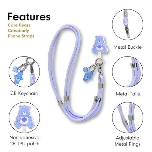 Sonix x Care Bears | Crossbody Phone Strap with Charms | Adjustable, Universal Cell Phone Rope Strap Lanyard | Blue Cord | Grumpy Bear - color: Grumpy Bear