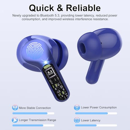 Wireless Earbuds, Bluetooth 5.4 Headphones HiFi Stereo, Bluetooth Earbuds - color: Blue