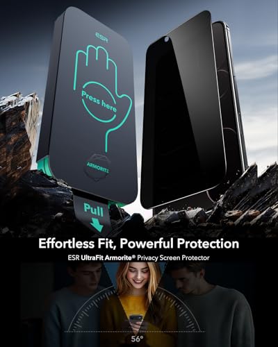 ESR 3 Pack for iPhone 17 Air Privacy Screen Protector, Armorite | 7X Impact Absorption, 9H+ Tempered Glass, Anti-Spy, Easy One-Pull Installation, UltraFit Tray, Full-Coverage Protection - size: iPhone Air 6.5 inch