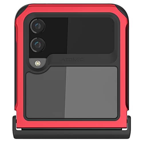 Ghostek Atomic Slim Galaxy Z Flip 4 Case - Clear Back with Red Aluminum Metal Bumper, Shockproof & Dual-Layer Protective Phone case, Phone Cover Designed for 2022 Samsung Z Flip 4 5G (6.7") (Red) - color: Red, size: Galaxy Z Flip 4