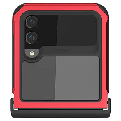 Ghostek Atomic Slim Galaxy Z Flip 4 Case - Clear Back with Red Aluminum Metal Bumper, Shockproof & Dual-Layer Protective Phone case, Phone Cover Designed for 2022 Samsung Z Flip 4 5G (6.7") (Red) - color: Red, size: Galaxy Z Flip 4