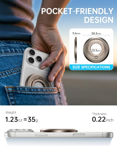 SYNCWIRE Magnetic Phone Ring Holder, for MagSafe Phone Grip Stand Kickstand - color: Desert Gold