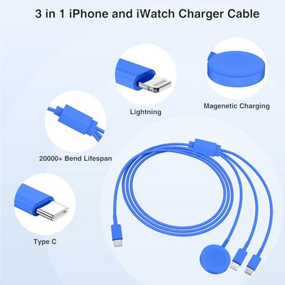 QZIIW 20W Apple Watch Charger,Apple Watch Magnetic Fast Charger USB C Cable - color: Blue