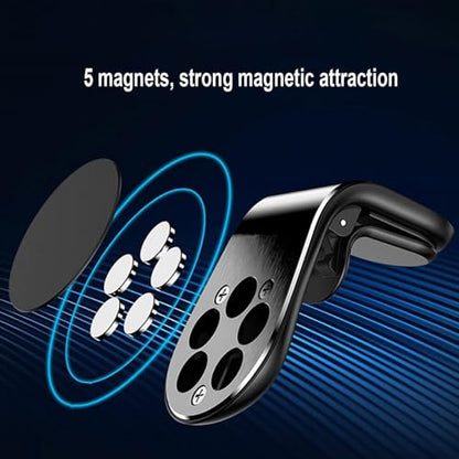 Phone Holder, Magnetic Phone Holder for Car, Mobile Phone Navigation Magnetic Bracket, 360° Adjustable Hands Phone Stand, Secure Clip-On Air Vent Phones Cradle for Driving - color: Black