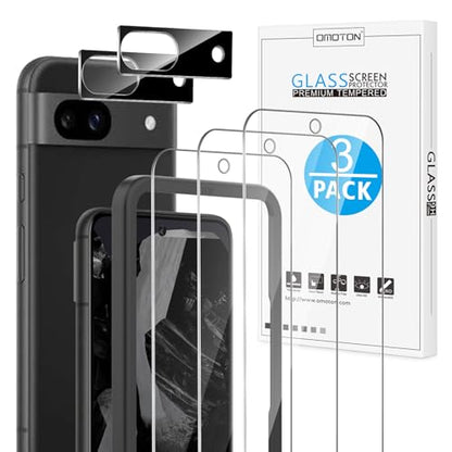 OMOTON 3+2 Pack for Google Pixel 8a Screen Protector 6.1 inch - size: Pixel 8a-6.1 inch