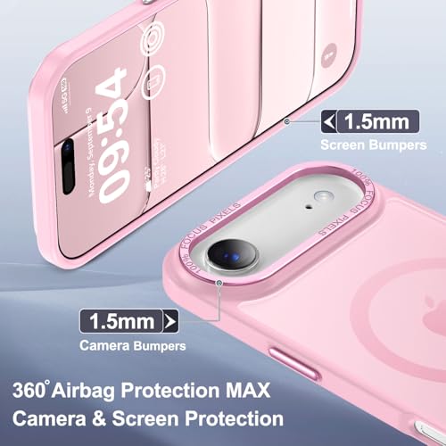 Newfuture Magnetic for iPhone Air Case Matte Shockproof, Chalk Pink | Military Drop Protection, Slim Matte Anti-Fingerprint, Compatible with Magsafe, Camera Guard, Translucent Protective Cover - color: Chalk Pink, size: iPhone Air 6.5 inch