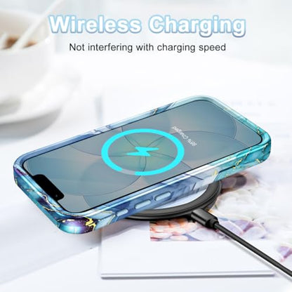 Btscase Compatible with iPhone 17e Case 6.1 Inch 2026,Marble Pattern 3 in 1 Heavy Duty Shockproof Full Body Rugged Hard PC+Soft Silicone Drop Protective Women Girl Phone Cases, Blue Cyan - color: Blue Cyan, size: iPhone 17e