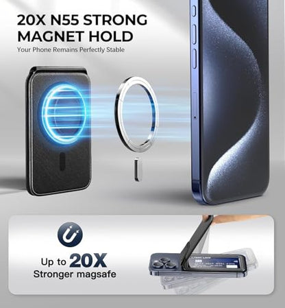 Magnetic Phone Wallet, 5 Card Holder with Adjustable Stand for iPhone 17-12