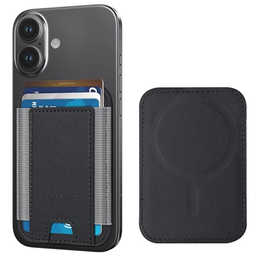 HiWe for MagSafe Wallet, 7 Cards Holder for Phone Case, RFID Blocking - color: Black Wallet - Grey Band