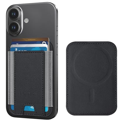 HiWe for MagSafe Wallet, 7 Cards Holder for Phone Case, RFID Blocking - color: Black Wallet - Grey Band