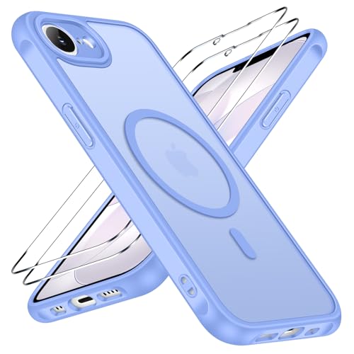 ivoler 3-in-1 Magnetic Case for iPhone 17e/16e 6.1'' with 2 Pack Screen Protector, [MagSafe Compatible] [Military Grade Drop Protection] Slim Translucent Shockproof Phone Cover- Sky Blue - color: Sky Blue, size: iPhone 17e/16e 6.1''