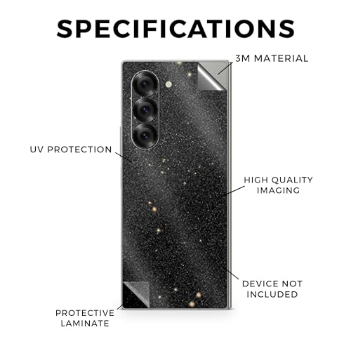 Glossy Glitter Phone Skin Compatible with Samsung Galaxy Z Fold 6 - Deep Space - Premium 3M Vinyl Protective Wrap Decal Cover - Easy to Apply | Crafted in The USA by MightySkins - color: Deep Space, style: Glossy Glitter Finish