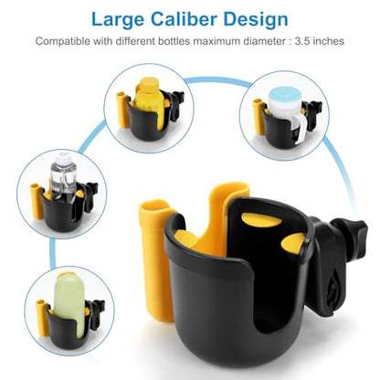 Accmor Wheelchair Cup Holder with Phone Holder, ﻿Universal 360° Rotatable Walker Cup Holder Rollator Scooter Accessory - color: Yellow