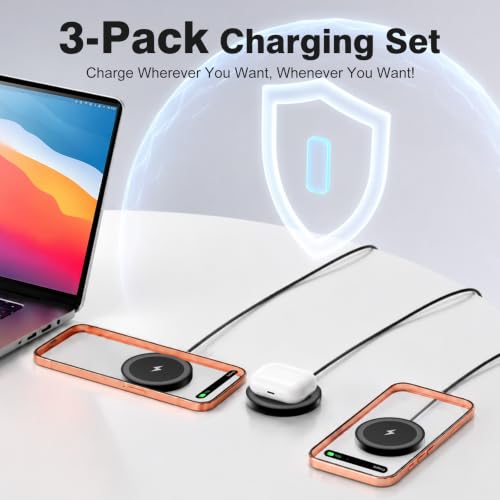 3 Pack Magnetic Wireless Charging Pad Fast Wireless Charger for Apple - color: Black*3