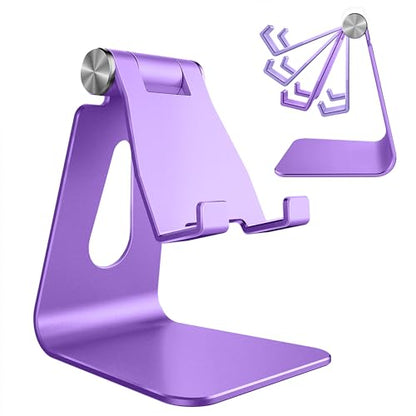 CreaDream Aluminum Cell Phone Stand, Adjustable Phone Holder for Desk - color: Dark Purple