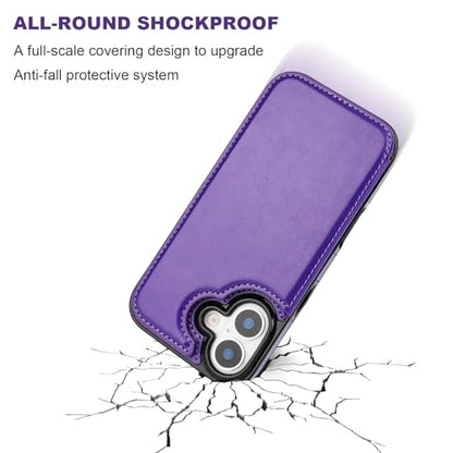 ONETOP for iPhone 17 Wallet Case with Credit Card Holder,Purple | Kickstand,ID/Cash Holder,Case Wallet with Card Slots,Double Magnetic Clasp,Durable PU Leather Shockproof Cover for Women Men - color: Purple