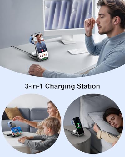NANAMI 3 in 1 Wireless Charging Station Charger Dock for Google Devices - color: Black