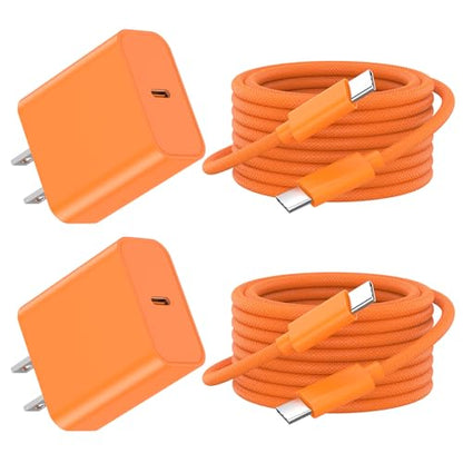 iPhone 17 16 15 Charger Fast Charging 6FT, 20W USB C Charger Block & Cable - color: Orange