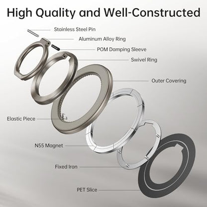 SYNCWIRE for MagSafe Phone Grip, Magnetic Phone Ring Holder - color: Titanium