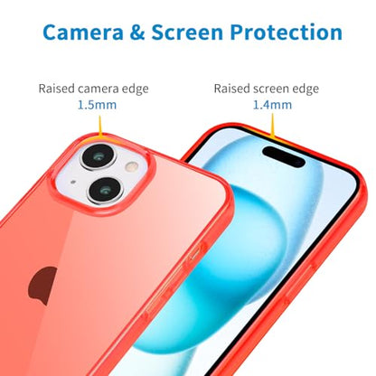 JJGoo Compatible with iPhone 15 Plus Case Clear, Soft Clear TPU Phone Cases, Shockproof Transparent Bumper Cover Slim Thin Phone Case, Translucent Red - color: Red