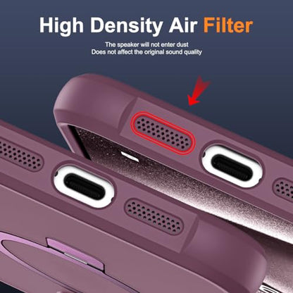 SKYLMW Compatible with iPhone 13/14 Case with Stand,Wine Red | iPhone 13 Case iPhone 14 Case 6.1",Magnetic Ring Stand,Compatible with MagSafe,Military-Grade Protection,Great Grip Feeling - color: Wine Red, size: Iphone 13 & Iphone 14