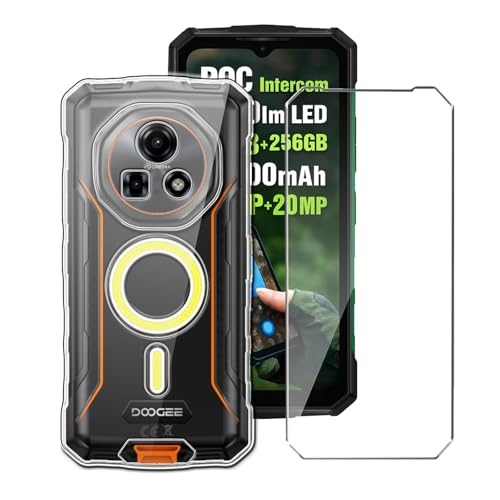Case for Doogee Fire 5 Ultra Phone Case with Tempered Glass Screen Protector,Silicone Soft Flexible Bumper Shockproof TPU Protective Cover-Clear - color: Clear, size: Doogee Fire 5 Ultra
