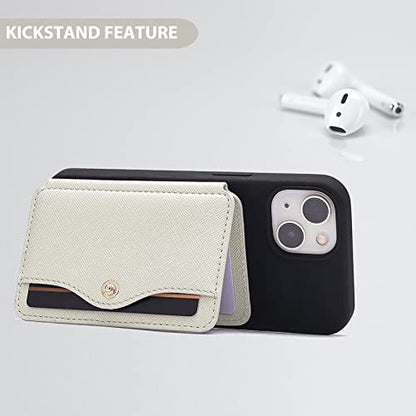 Phone Wallet Stick On, Small Card Holder for Phone Case with Snap Closure - color: Beige