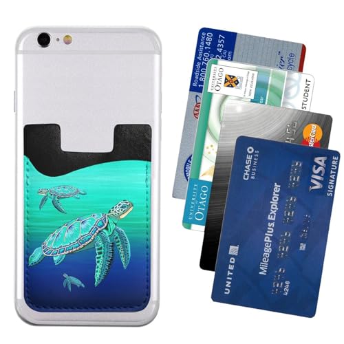 Oceanlife Sea Turtle Phone Credit Card Holders Sleeve Adhesive Wallet Compatible with Most Back of Phones - color: Oceanlife Sea Turtle