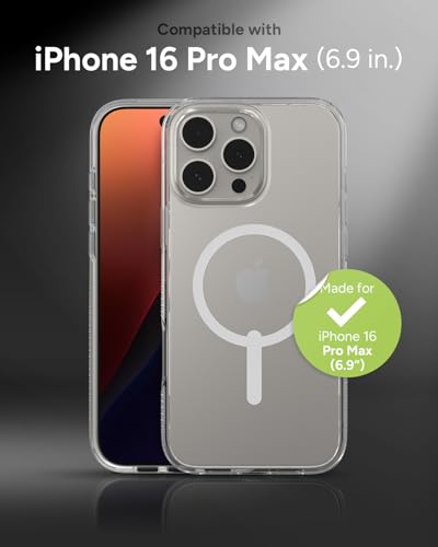 ZAGG Crystal Palace Snap Case for iPhone 16 Pro Max – Military-Grade 13ft Drop Protection, MagSafe Compatible, Crystal Clear, Anti-Yellowing, Graphene-Reinforced, Made from Recycled Materials - size: iPhone 16 Pro Max, style: With Magsafe