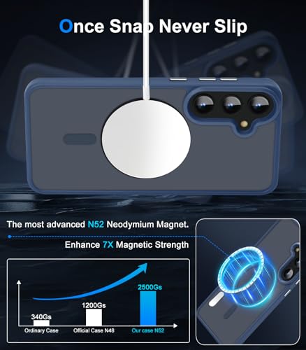 N52 Strong Magnetic Case for Samsung Galaxy S23 Case, Fit for MagSafe Thin Shockproof Drop Protection Translucent Non-Fingerprint/Scratch Slim Protective S23 Phone Case-Frosted Blue - color: Frosted Blue