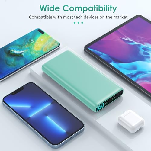 Portable Charger 38800mAh,LCD Display Power Bank,5 USB Outputs Battery Pack Backup, USB-C 3A in&out Travel Essential Portable Phone Charger For iPhone 18/17/16/15/14 Pro,Android Samsung Galaxy-Green - color: Green