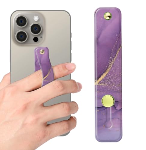Phone Finger Strap Holder, Portable Phone Grip Loop, Telescopic Silicone Phone Stand, Compatible with Most Smartphones (Purple Marble) - color: Purple Marble