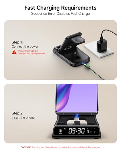 25W USB C Fast 3-in-1 Foldable Charging Dock for Samsung A57 Galaxy Watch