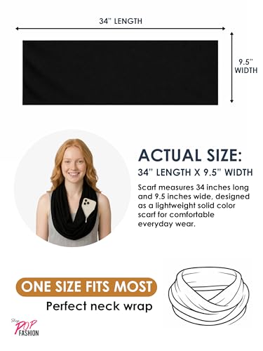 Pop Fashion Solid Color Hidden Zipper Pocket Scarf - Fashion Scarf for Women - All Seasons - color: Black