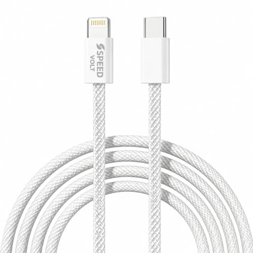 USB C to Lightning Cable for iPhone 3.3FT, 27W Fast Charging Cord, Braided Nylon Charger Cable with Bend-Resistant Ends, White - size: 3.3 FT