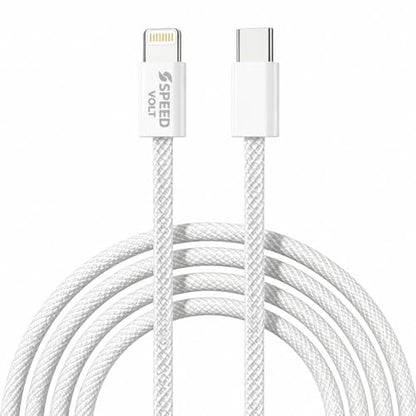 USB C to Lightning Cable for iPhone 3.3FT, 27W Fast Charging Cord, Braided Nylon Charger Cable with Bend-Resistant Ends, White - size: 3.3 FT