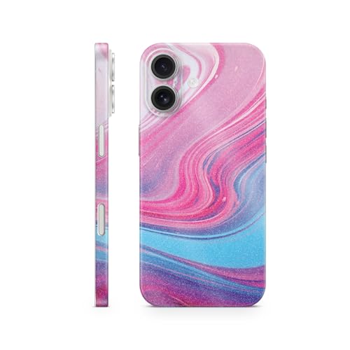 Glossy Glitter Phone Skin Compatible with Apple iPhone 17 - Magenta Pour - Premium 3M Vinyl Protective Wrap Decal Cover - Easy to Apply | Crafted in The USA by MightySkins - color: Magenta Pour, size: iPhone 17 (Full Wrap), style: Glossy Glitter Finish