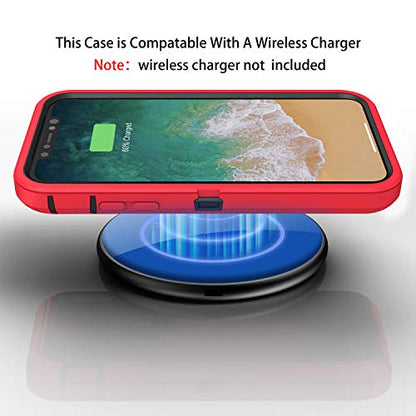 MXX Compatible with iPhone Xr Case, 3-Layer Super Protective Full Heavy Duty Body Tough Rugged Bumper Cover, Shock & Dust Proof, Designed for Apple Xr Phone Case 6.1" Red/Black - color: Red/Black