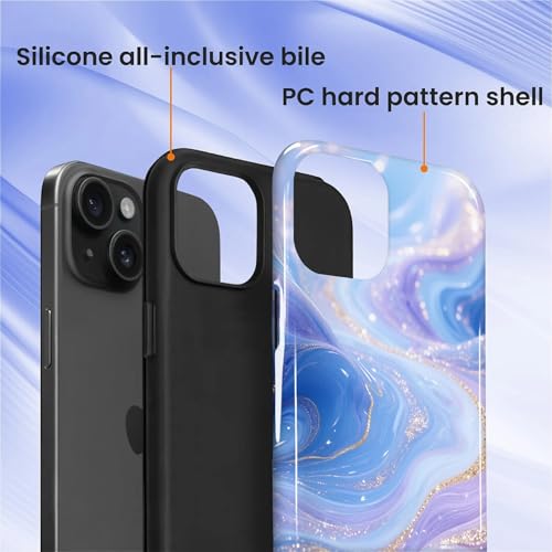 Case for iPhone 13 iPhone 14, Shockproof Hybrid Protective Phone Case, Dual-Layer Drop Protection Anti-Scratch, Blue Purple Fluid - color: Blue Purple Fluid, size: iPhone 13 14