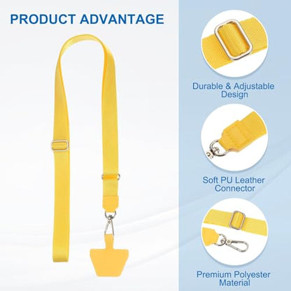 PATIKIL Smart Phone Lanyard with Wrist Strap and Patches for Most Smartphones ID Badges Keychain - color: Yellow