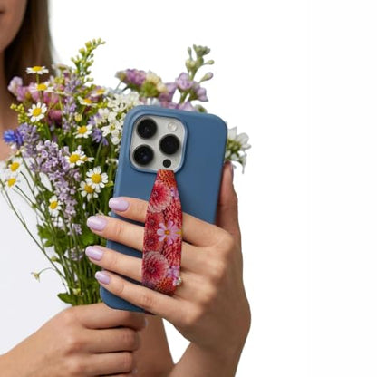 Switchbands Phone Grip Strap – Reversible Soft Elastic Finger Holder for Back of Phone, Anti-Drop Hand Strap, Arthritis Friendly, Wireless Charging Compatible Universal Fit – Dahlia Floral