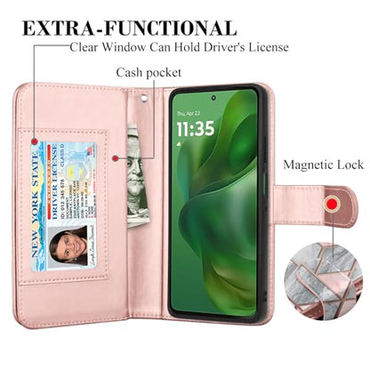 for Motorola Moto G Power 5G 2025 Case, for Moto G Power 2025 Wallet Case, PU Leather Credit Card Holder [9 Card Slots] Folio Flip Detachable Magnetic Cover Kickstand & Lanyard, Marble - color: Marble