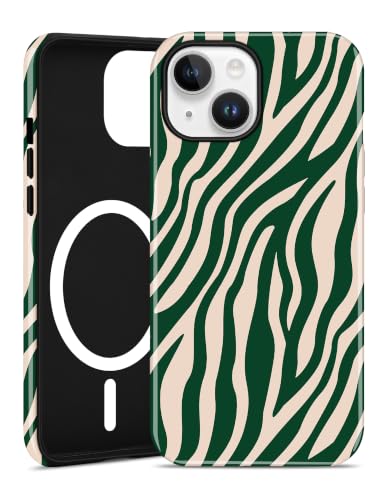 Jusy Magnetic Zebra Phone Case for iPhone 17 Pro Max,Green | Compatible with MagSafe, Cute Aesthetic Zebra Design, TPU and PC Protective Shockproof Cover - color: Green