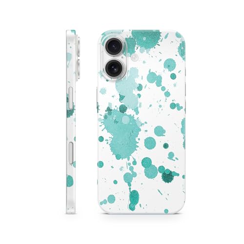 Glossy Glitter Phone Skin Compatible with Apple iPhone 17 - Teal Splatter - Premium 3M Vinyl Protective Wrap Decal Cover - Easy to Apply | Crafted in The USA by MightySkins - color: Teal Splatter, size: iPhone 17 (Full Wrap), style: Glossy Glitter Finish