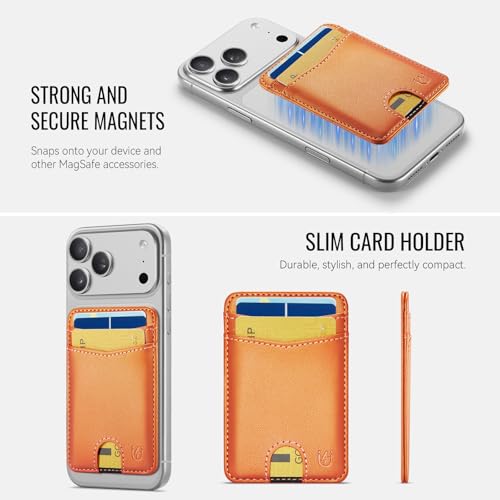 for Magsafe Wallet Magnetic Card Holder RFID Blocking, Orange - color: Orange