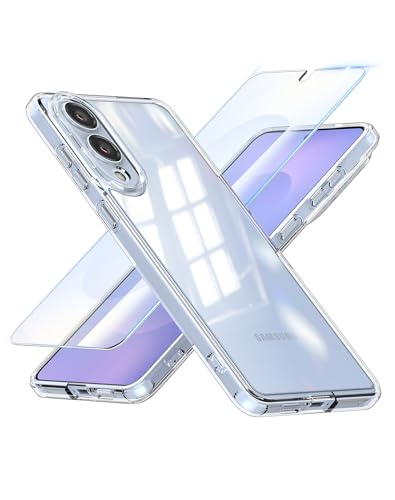 Cresee Thin for Samsung Galaxy S25 Edge Case + Screen Protector Tempered Glass - Clear Phone Case Hard Back + Soft TPU Bumper Hybrid Shockproof Cover for Galaxy S25 Edge - Transparent - color: Transparent, size: Galaxy S25 Edge