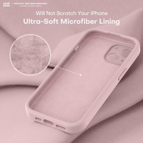 LOVE 3000 Compatible with iPhone 15 Case, [Smooth Silicone Full Coverage Camera] [8ft Drop Protection], Soft Microfiber Lining Full Body Protective Case for iPhone 15 6.1 inch - Pink Sand - color: Pink Sand, size: iPhone 15 6.1inch