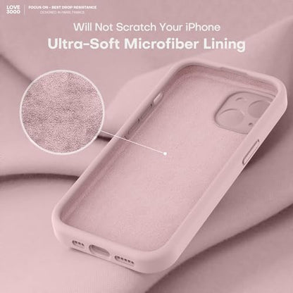 LOVE 3000 Compatible with iPhone 15 Case, [Smooth Silicone Full Coverage Camera] [8ft Drop Protection], Soft Microfiber Lining Full Body Protective Case for iPhone 15 6.1 inch - Pink Sand - color: Pink Sand, size: iPhone 15 6.1inch