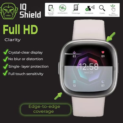 IQShield 6 Pack for Fitbit Sense 2 / Fitbit Versa 4 Screen Protector,Easy Install, Ultra Thin, Smudge-Resistant, Anti-Scratch, Anti-Bubble, Clear TPU Film - size: 1.58 INCH