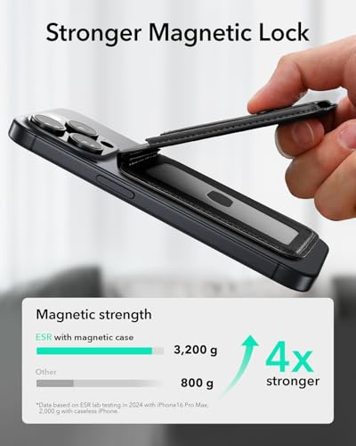 ESR for MagSafe Wallet Stand with Grip, 5 Card Holder, RFID Blocking - color: Black